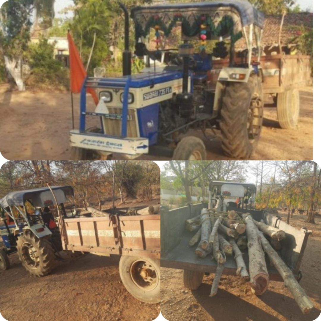 सागौन एवं हल्दू की लकड़ी का अवैध परिवहन करते ट्रैक्टर जप्त, राजसात की प्रक्रिया प्रारंभ